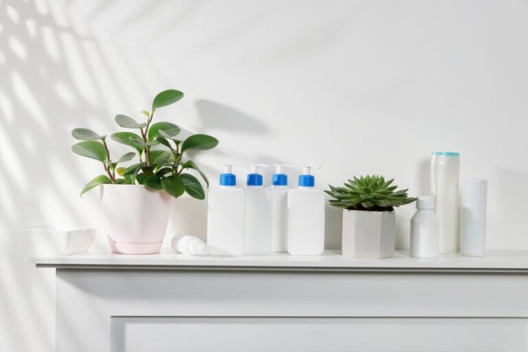 Peperomia magnoliifolia in a White Pot in the Bathroom