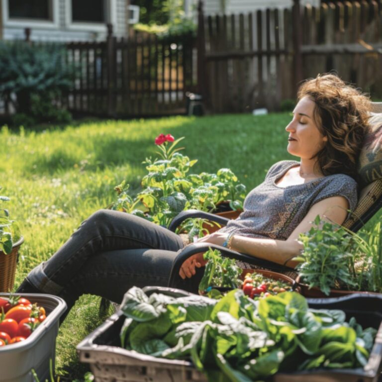 Woman Relaxing In The Garden
