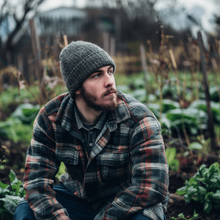 A Man Waiting For His Garden To Grow