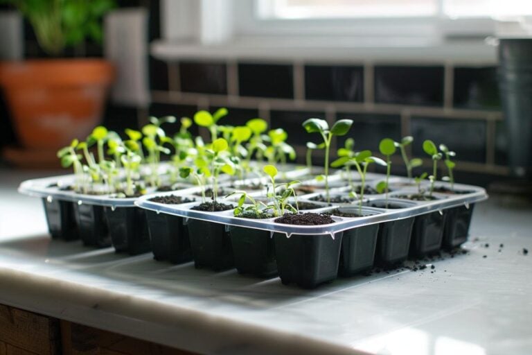 A Couple of Indoor Seed Starting Trays With Small Plants