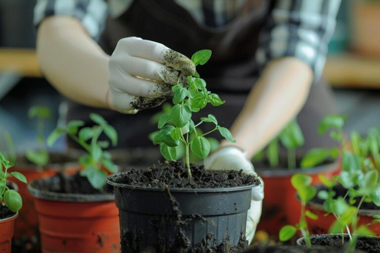 Transplanting a Small Plant to a Bigger Pot