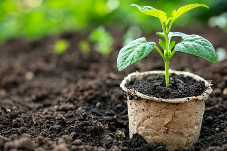 A plant in a biodegradable pot