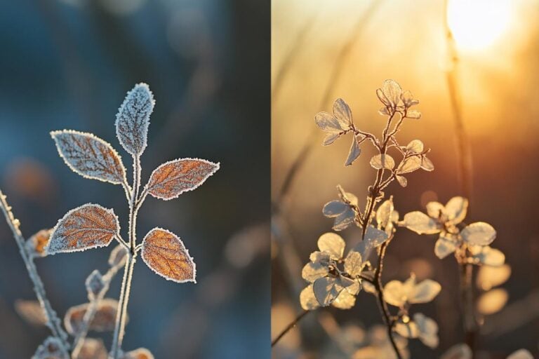 Frosted Plant and Plant in Sun